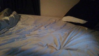 Moaning while cumming hard with shaved cock