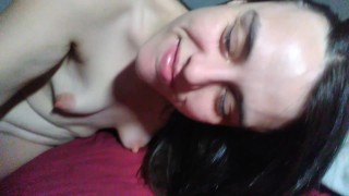Oops I peed! PAWG Pink TRIES to FART but Can't! Accidentally Pees Bed Licks Piss Puddle Yum!
