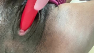 Playing with my clit ring in squirting everywhere