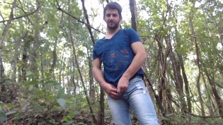panty-dropper stud teases you naked in the woods