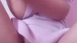 asian teen rubbing hairy pussy and cumming