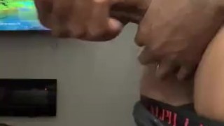 BBC stroking big black cock tell me when to shoot my big load 