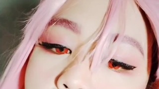 Trap Cosplayer playing with her Dildo