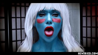 Real Life Hentai - JOI - Blue Alien - Red Pussy - Jerk off instruction - bondage - feet pose