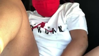 Ebony Try Not to Get Caught Masturbating in Parking Lot