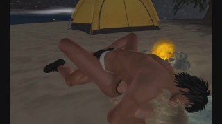 Pantyhose Bondage Fuck by the Camp Fire