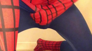 WANKING in my New SPIDER-MAN Outfit ** Rock HARD COCK & Super HORNY **