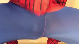 WANKING in my New SPIDER-MAN Outfit ** Rock HARD COCK & Super HORNY **