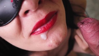 Stepsister Let Me Cum on Her Tongue and Play With Cum - Closeup 50 fps