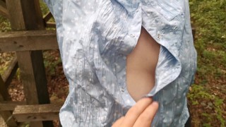 Titslapping outdoor in blue blouse - Trailer