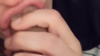 Nom! Button Tongues and Plays With My Soft Cock!