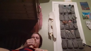 jerking my fat silicone cock until i come