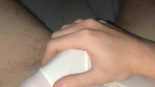 19 year old college guy Jesse Gold shows off pubes and jerks off