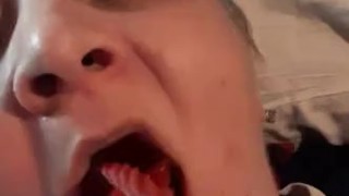 Fucking myself fast with twizzlers candy, and I ate all 4 after, yumm.