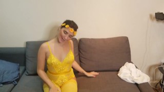 Pixiee Little strips after swallowing all of Chazzy's cum