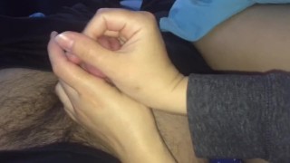 HORNY MILF GIVES NEIGHBOR A HANDJOB FOR HELPING HER MOVE