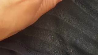 Rubbing my morning wood in jeans