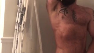 Moaning while I stroke to finish in the shower