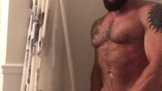Moaning while I stroke to finish in the shower