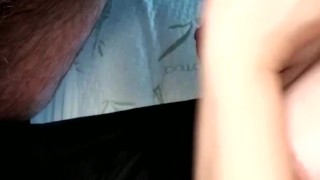 HORNY STEPMOM GIVES YOUNG NEIGHBOR A HANDJOB UNTIL HE CUMS ON HER TITS