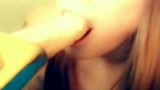 HighPrinsex sucks dildo for fun!