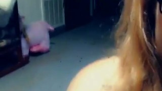 Tatted natural girl plays with her pussy