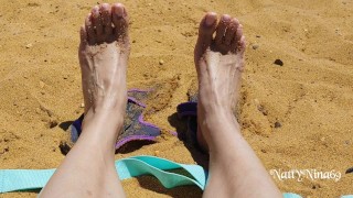 Sexy Latina's Feet at the Beach | Come Suck on These Toes For Me Baby