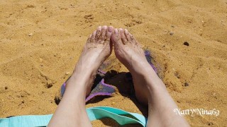 Sexy Latina's Feet at the Beach | Come Suck on These Toes For Me Baby
