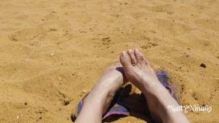 Sexy Latina's Feet at the Beach | Come Suck on These Toes For Me Baby