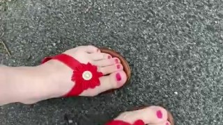 Breaking in sexy new flip flop sandals 