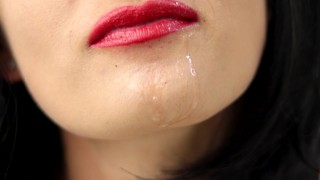 Close Mouth Tongue & Spit Play - Mouth Fetish - 4K