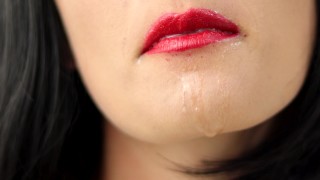 Close Mouth Tongue & Spit Play - Mouth Fetish - 4K