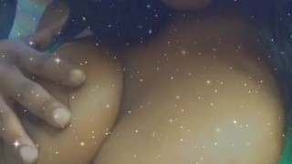 Ebony teases with her natural big tits 