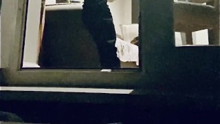 Neighbour CAUGHT wanking through balcony - HOT masturbation, great cumshot