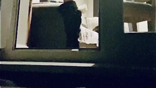 Neighbour CAUGHT wanking through balcony - HOT masturbation, great cumshot