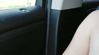 Polish amateur milf playing tits in car when ride highway