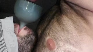 I use a funnel to catch all my own cum. I'm a cum slut