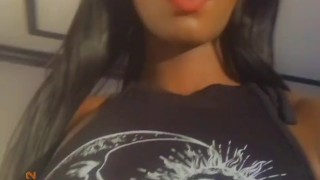 Hot ebony playing with tits