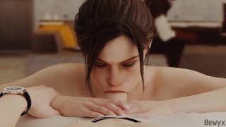 Claire Redfield from Resident Evil 2 Remake Blowjob with Facial Cumshot