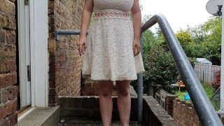Alice - pissing myself and smoking on my doorstep with no panties under my dress ;)