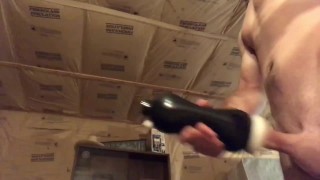 Dirty talk visibly throbbing cock shooting huge load in toy