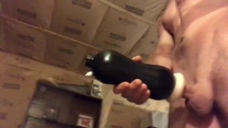 Dirty talk visibly throbbing cock shooting huge load in toy