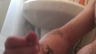 Stroking my big white cock