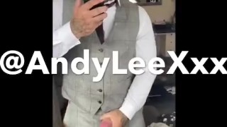 Straight hunk squirting big load in suit after friends wedding