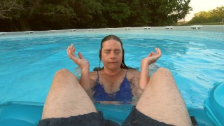 Russian Maid Sneaks Into The Neighbors Pool