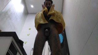 GAY BOY DRYING HIMSELF IN THE BATHROOM 