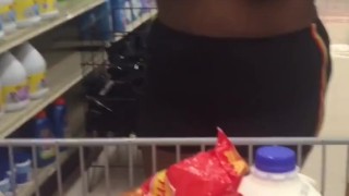 Flashing my big tits in the grocery store 