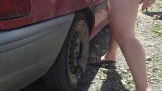 Pissing on his tire with my GoGirl