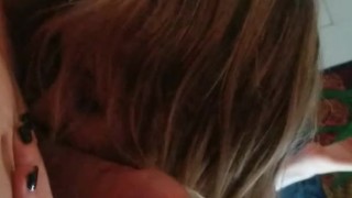 Slutty girlfriend chokes on big cock