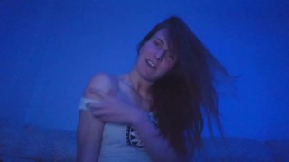 SEXY DANCE WITH HOOKAH SITTING ON SOFA IN BLUE LIGHT